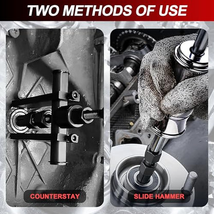 12pcs Motorcycle Blind Hole Bearing Puller Kit, Motorcycle Slide Hammer Puller Set, Pilot Insert Inner Bearing Remover Tool with 8-32mm Collets - size: 12pcs with Slide Hammer