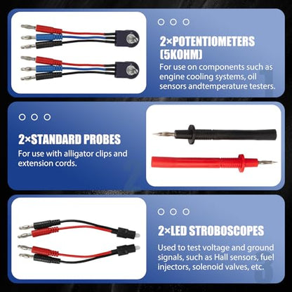 110 Pcs Automotive Circuit Test Lead Kit, Multimeter Test Leads Kit, Electrical Test Kit, Back Probe Kit Automotive, Relay Wire Connector Kit (with Black Carrying Case), Alligator Clips - color: Black