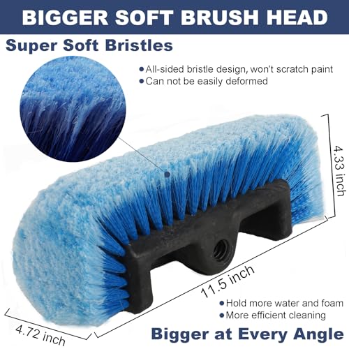 Car Wash Brush with Long Handle for Car Truck Boat RV SUV Washing (Blue, 54") - color: Blue, size: 54"
