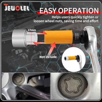 A Wheel Locking Nut Key Compatible with Audi Series, (Socket OD 27mm - ID 25mm), Wheel Lock Nut Socket Adapter, Wheel Anti-Theft Lug Nut Removal Tool, Anti-Theft Screw Remover - size: Socket A