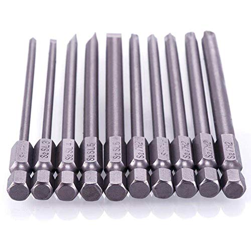 Rocaris 10pcs 1/4 Inch Hex Shank Long Magnetic Screwdriver Bits Set 4 in Power Tools (Slotted+Cross Head) - size: 10Pcs(Slotted+Cross)