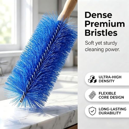 Fan Cleaning Brush Bendable Microfiber Head Wear | Resistant Comfortable Handle Washable Reusable Crevice Cleaning For Electric Fans Car Vents, Home Essential Rv accessories - color: Blue
