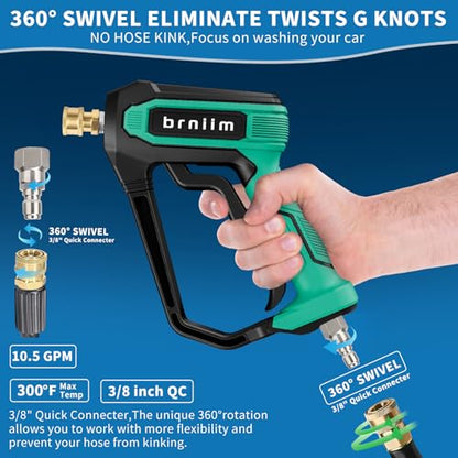 Pressure Washer Gun with Foam Cannon Car Wash Kit, Dual Channels-Foam/Water in 1s,1/4 Inch Quick Dual Connector Accessory for Car Wash Foam Gun & Pressure Washer Gun,with 5-Nozzle 3/8″ Swivel QC - style: Car Wash Master
