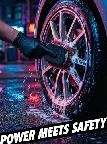 TAKAVU Wheel & Tire Brush, Soft Bristle Short Handle, Scratch-Safe (Red) | Includes Detail Brush, Cleans Rims, Wheel Wells, Interior Vents & Emblems, Car Detailing Cleaning Kit - color: Red