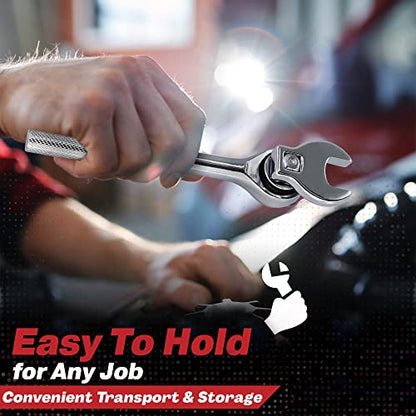 Crows Foot Wrench Set (SAE/Inch) Easily Access Hard-To-Reach Areas, Ideal for Tight Spaces, Great for Automotive Repair Work - Includes Sizes: From 3/8" to 1 Inch - 10-Piece Kit With Clip-on Organizer - style: SAE (Inch)