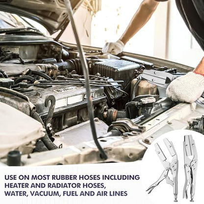 Yaocom 4 Pack 10" Radiator Hose Clamp Pliers Set Heavy Duty Pinch off Locking Pliers Universal for Automobile Radiator Pipe, Vacuum Lines, Fuel Hose