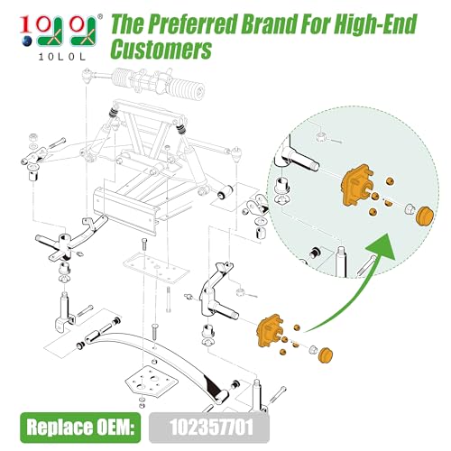 10L0L Golf Cart Front Wheel Hub Assembly 2 Pack for Club Car DS and Precedent 2003-up, Front Hub Replacement Kit 102357701 with Ball Bearing, Oil Seal & Dust Cover
