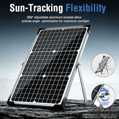Voltset 30W Solar Battery Charger - 12V Solar Panel Kit with 10A Smart Charge Controller - IP67 Waterproof Solar Trickle Charger Maintainer - Adjustable Mount Bracket for RV Boat Car Motorcycle - size: 30W