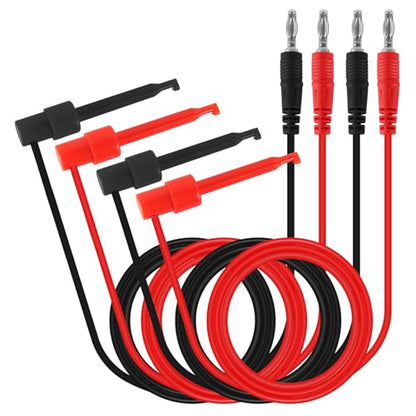 2Pack 4mm Banana Plug Test Leads to Test Hook Clips Multimeter Electrical 4mm Banana Plug Silicone Flexible Copper Cable 1 Meter for Multimeter Electrical Testing - color: 2set banana to hook
