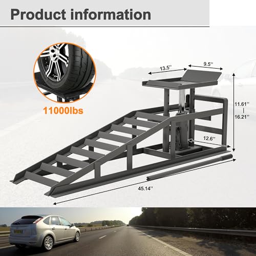 2 Pack Hydraulic Car Ramps, Rpuzonier 5T 11000lbs Low Profile Car Lift Service Ramps Truck Trailer Garage, Height Hydraulic Vehicle Ramps for DIY Repair Stores Auto Beauty Stores (Gray) - size: Gray