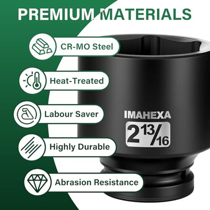 1" Drive Shallow Impact Socket,2-13/16 Inch SAE Jumbo Socket,CR-MO 6 Point for Easy Removal of Large Axle Nut（SAE) - size: 1 Inch Shallow 2-13/16", style: 1"Drive Shallow Impact Socket