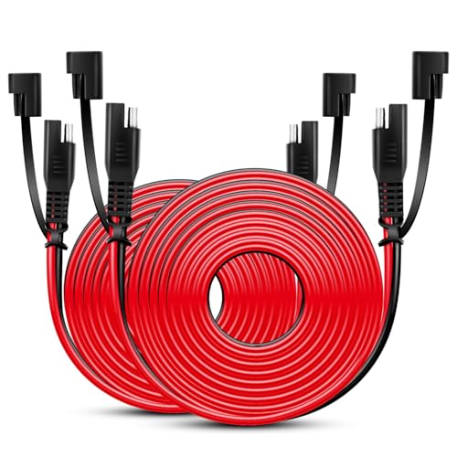 Nilight 2PCS 12FT SAE to SAE Extension Cable 16AWG 2 Pin Wire Cord Harness with 12V-24V DC Quick Connect Disconnect Connector with Dust Cap - color: 2Pcs 12FT SAE Extension Cable