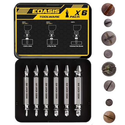 Gifts for Men – Stripped Screw Extractor Set – Father’s Day Gifts from Wife, Daughter, & Son – Easy Out Extractor Set for Nuts, Screws & Bolts – Perfect Husband & Birthday Gifts (Silver (Pack of 6)) - size: Silver (Pack of 6)