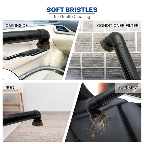 2PACK Horse Hair & Plastic Bristles Brushes for Shop Vac 2-1/2'' - Vacuum Accessories for Shop Vac 2-1/4'' Compatible with Rigid Shop-Vac VacMaster Craftman, Vacuum Attachments for Car Detailing - style: Horsehair + PP