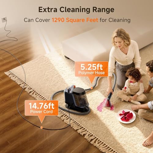 Uwant Carpet Cleaner Machine 18Kpa Portable Carpet Cleaner for Cars Couch, 2in1 Water Tank Upholstery Cleaner, Spot Cleaner with Cleaning Tools, 2.4 Liter Set of 1 - color: Blue-Margaret
