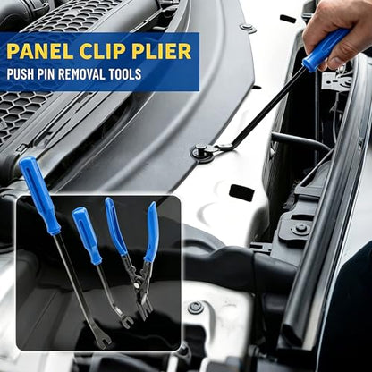 DWH 18 Pcs Precision Pick and Hooks Set, Trim Removal Tool Kit with Scraper Telescoping Magnetic Pickup Tool Panel Clip Plier Fastener Remover, Metal Plastic Trim Tools, Automotive Mechanic Bag, Blue - color: blue
