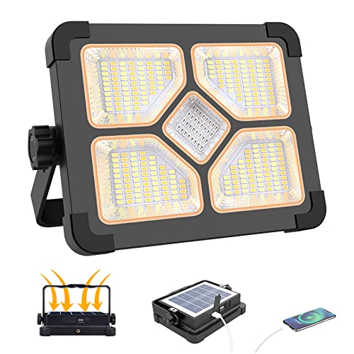 ERAY Portable LED Work Light with Rechargeable Battery 15000mAh 10000 LM | Solar Camping Lights, IP66 4 Lighting Modes Worklight for Outdoor Building Emergency Car Repairing - color: Black