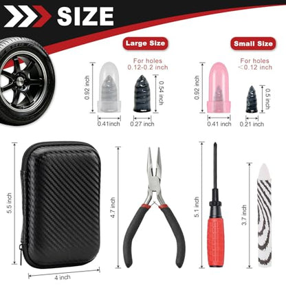 73 Pcs Tire Plug Kit, Screw in Tire Repair Rubber Nail Kit with Pliers, Screwdriver, Crayon, Quick Self-Service Emergency Repair Patch Tool for Automotive Car, Truck, Motorcycle Tubeless Tire Puncture