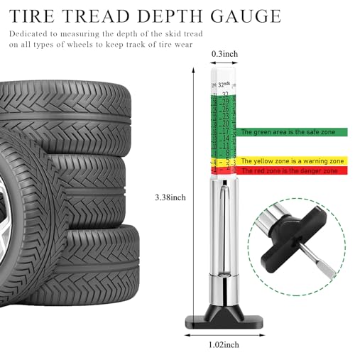 Yourkar Car Tire Tread Depth Gauge, Universal Tire Gauge with Six-Sided Smart Color Coded Tread Measurement Tool for Auto Truck SUV, 1 PCS - color: 1 PCS