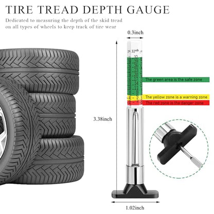 Yourkar Car Tire Tread Depth Gauge, Universal Tire Gauge with Six-Sided Smart Color Coded Tread Measurement Tool for Auto Truck SUV, 1 PCS - color: 1 PCS