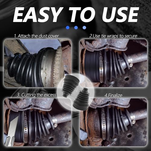 CV Boot Repair Kit Fit for 19mm to 24mm Shafts,Silicone CV Axle Boot Repair Kit Includes 2 Stainless Steel CVs Boots Clamp & 3 Cable Ties,One-piece Design CVs Joint Boots Kits (1PC) - color: 1PC