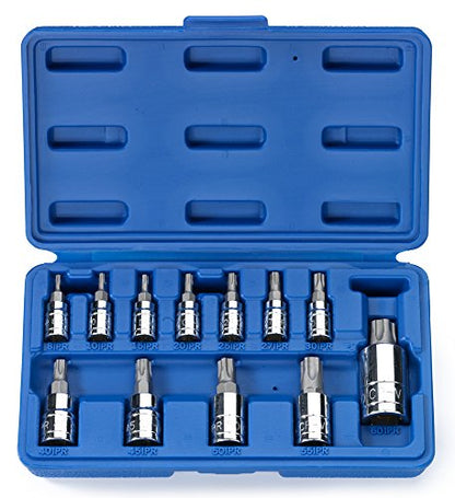 Neiko 10085A Tamperproof Torx Plus Bit Socket Set | 12 Piece | 8 IPR - 60 IPR | 5 Point Star | Cr-V and S2 Steel | High Impact ABS Blow Molded Case