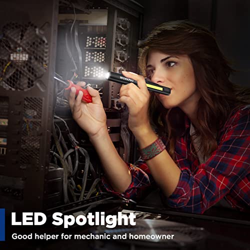 WORKPRO Rechargeable Pen Light, 450 Lumen LED Flashlight with UV Light | Compact Pocket Flashlight, Dual Light Sources, Inspection Lighting, Repair Work Lighting, Pet Stain Detection - color: Black