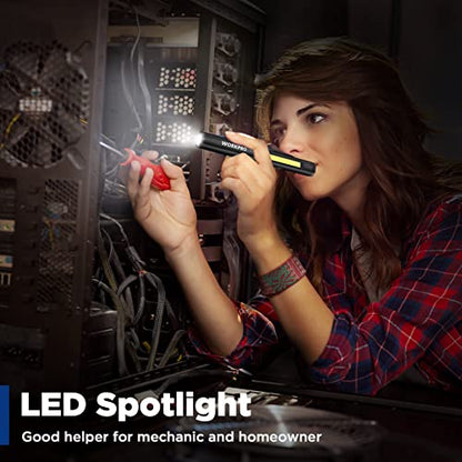 WORKPRO Rechargeable Pen Light, 450 Lumen LED Flashlight with UV Light | Compact Pocket Flashlight, Dual Light Sources, Inspection Lighting, Repair Work Lighting, Pet Stain Detection - color: Black