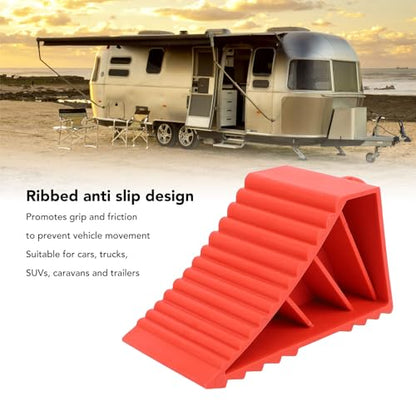 ANGGREK 2PCS Heavy Duty Wheel Chocks Rubber Tire Stop Blocks, Wheel Stoppers with Ribbed Anti Slip Design for Cars Trucks SUVs Trailers