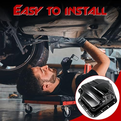 Lower Engine Oil Pan Sump with Drain Plug, Compatible with Dodge Grand Caravan 2011-2020, Journey 2011-2019, Avenger 2011-2014 ＆ Chrysler Town & Country 200 ＆ Ram C/V, ProMaster 1500/2500/3500, 3.6L