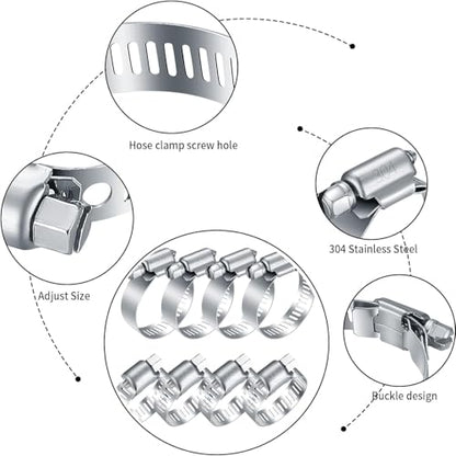 40 Pcs Hose Clamps Stainless Steel, 6-51mm Adjustable Worm Gear Pipe Clamps, Fuel Line Hose Clips Heavy Duty for Plumbing, Dishwasher, Automotive, Washing Machine, Mechanical - size: 40 pcs (1/4'' - 2'')