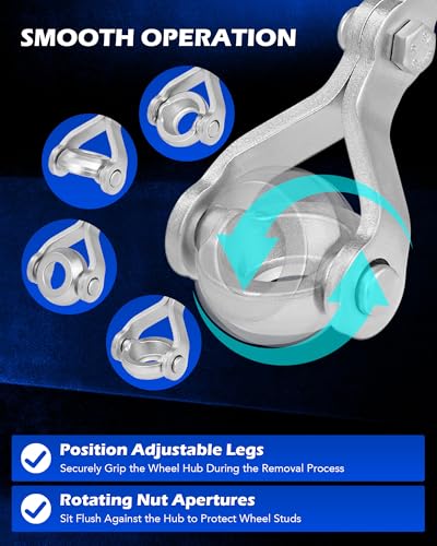 OMT Heavy Duty Hub Puller Kit, Wheel Hub Removal Tool with Adjustable Hooks | Large Brake Drum Puller with Hydraulic Ram, Mechanical Hub Puller Tool Set for Cars Trucks Large Vehicles