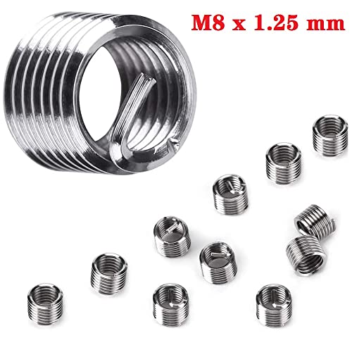 30 Piece M8 x 1.25mm Thread Repair Insert Kit, Stainless Steel Thread Repair Kit Helicoil Coil Compatible Hand Tool Set for Auto Repair - size: M8 x 1.25