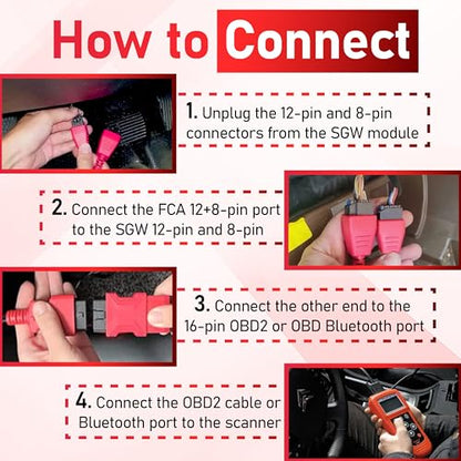12+8 Pin Connector to OBD2 Adapter, Secutiry Gateway Bypass Cable, 12+8 Cable Suitable for Chrysler SGW Equipped FCA Vehicles for Diagnostic, Fit for Scanners MK808 MK808S MX808 MS906 Pro MS908S - size: 1.2 FT