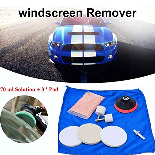 9pcs/Set Glass Polishing Kit,Deep Scratch Remover with Towel Car Polish Pad 70g Cerium Oxide Powder Felt Polishing Wheel Set for Windscreen and Glass