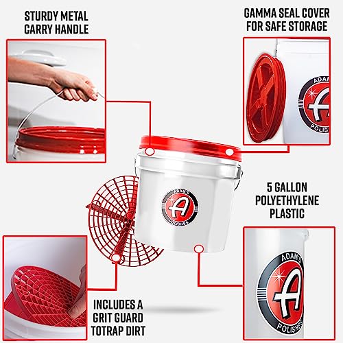 Adam's Polishes Wash Bucket (3.5 Gallon Bucket + Grit Guard) - Car Detailing Tool for Car Washing & Garage Storage | Stores Car Wash Soap, Foam Cannon, Foam Gun, Microfiber Towels & More - size: 3.5 Gallon Bucket + Grit Guard + Gamma Seal Lid