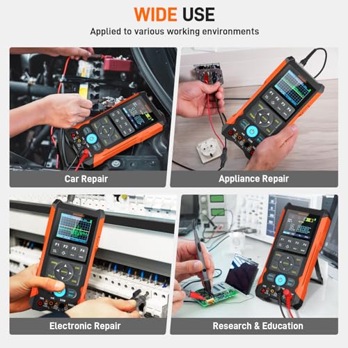 Handheld Oscilloscope Multimeter GOCHIFIX Waveform Generator 3 in 1 Automotive Oscilloscope 2 Channel 80Mhz Bandwidth 200Msps Sampling Rate Signal Generator Digital Oscilloscope Multimeter - style: 80 Mhz