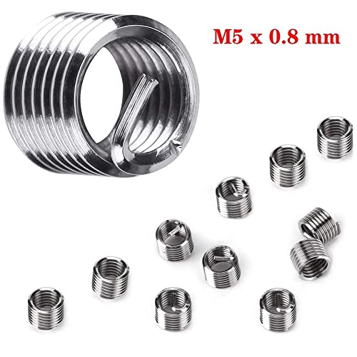 30 Piece M5 x 0.8mm Thread Repair Insert Kit, Stainless Steel Thread Repair Kit Helicoil Coil Compatible Hand Tool Set for Auto Repair - size: M5 x 0.8