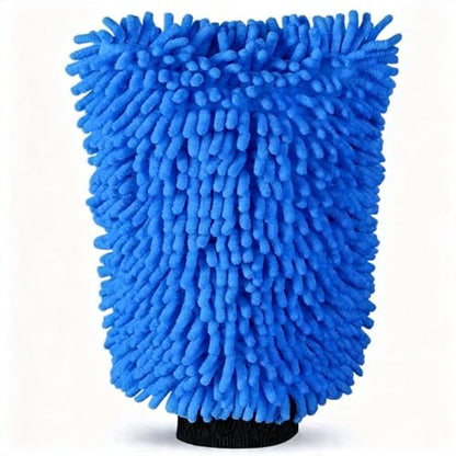 Premium Car Wash Mitt Microfiber - Scratch-Free Lint-Free, Ultra-Soft Chenille Material, (7.1"x9.8") 1 Pack, for Car Washing, Interior & Home Cleaning (Blue) - color: Blue