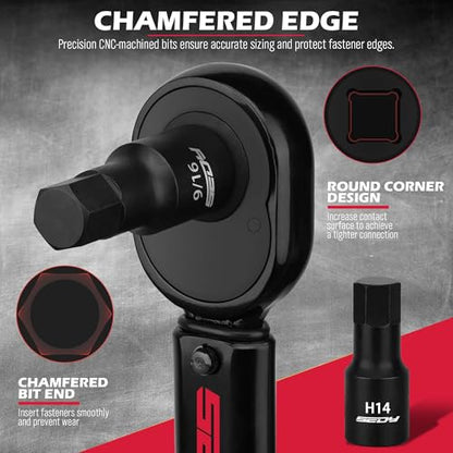 Hex Bit Impact Socket Set: 36-Piece with 4 Adapters, 1/4" 3/8" 1/2" Drive Master Allen Impact Socket Set, SAE and Metric, H5-H19 & 3/4"-5/64", Heavy Duty Storage Case, Automotive Mechanic - style: 36-Piece Hex Impact (SAE/Metric)
