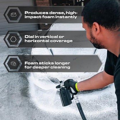 Blackline Foam Cannon PRO for Pressure Washers (Wide Mouth), Durable Car Wash Foam Gun, Easy to Use & Adjust, Creates Thick Foam, 1L Bottle & Snow Foam Lance w/ 1/4" Quick Connect - style: Foam Cannon Pro