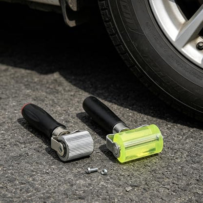 Veemoon 4pcs Tire Repair Tools and Sound Deadener Roller Set for Car Audio Doors and Trunk, Compact Plastic Metal Rubber Scraper and Roller for Pressing Tire Patches and Insulation