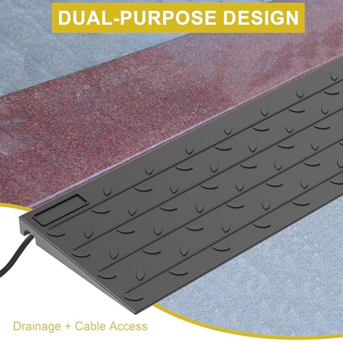 OrangeStar 2 Pack 1.5" Rise Rubber Threshold Ramp | Heavy Duty Wheelchair & Scooter Ramp with Cord Channel, Non-Slip Angled Entry for Doorways, Steps & Garage (36" Length) - size: 1.5in-2Pack