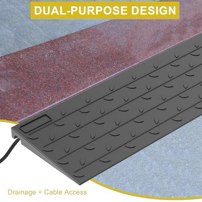 OrangeStar 2 Pack 1.5" Rise Rubber Threshold Ramp | Heavy Duty Wheelchair & Scooter Ramp with Cord Channel, Non-Slip Angled Entry for Doorways, Steps & Garage (36" Length) - size: 1.5in-2Pack