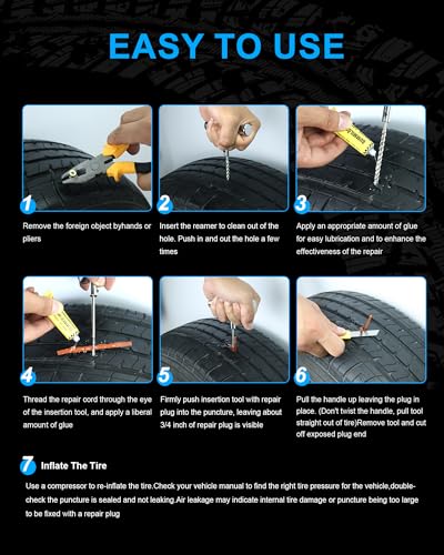 Tire Repair Kit with Plugs, Tire Plug Kit Heavy Duty Professional for Car, ATV, Motorcycle, Truck, Flat Tire Emergency Repair (Boxed Type - 19 PCs) - style: Boxed Type - 19 PCs