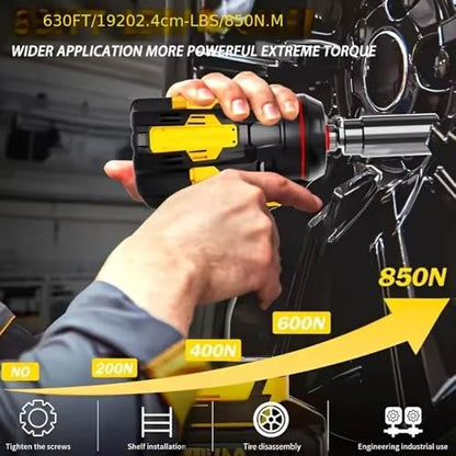 Brushless Impact Wrench for DeWalt Battery 20V, 1500Nm (1106 Ft-Lbs) 1/2" Cordless, 3-Speed High Torque Power Tool for Tire Removal, Rusted Bolts & Heavy Equipment (No Battery)