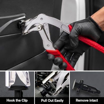 Car Clip Pliers with 40PCS Auto Fastener Clips, Panel & Trim Removal Tool Kit, Spring Loaded Clip Removal Pliers, Plastic Rivet & Push Pin Remover for Interior and Exterior Automotive Repair
