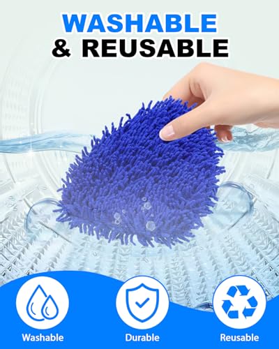 5 Pack Microfiber Pads, Upgraded High-Density Chenille Replacement Heads Cover for Windshield Cleaner Tools, Car Windshield Cleaner Pads, Fit for Window Reach Tool, Handle Not Included (Blue) - color: Chenille Triangle (Blue)