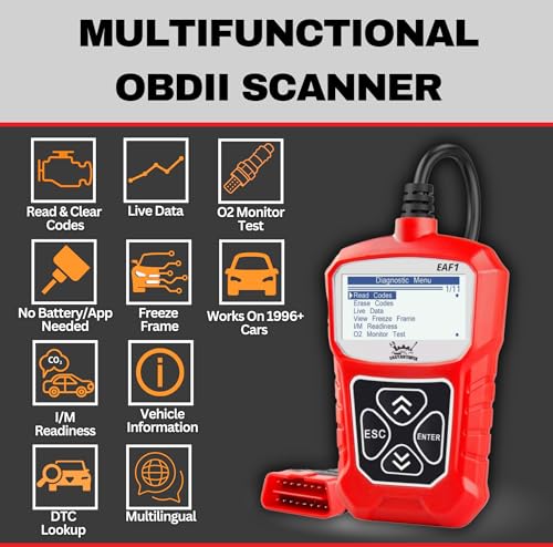 EAF1 OBD2 Car Scanner - Professional Automotive Diagnostic Tool Code Reader for Engine Light OBDII Scanner for Car Live Data Engine Code Reader Scan Tool Automotive Tools for Mechanics