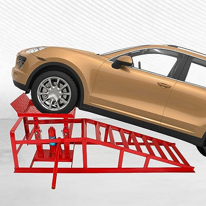 1 Pack Automotive Car Service Ramp Low Profile Car Lift Service Ramp Truck Trailer Garage 5 Tons 5T 10000lbs, Automotive Hydraulic Lift Repair Frame Lift, Height Hydraulic Vehicle Ramp (Red) - size: Red-1 Pack